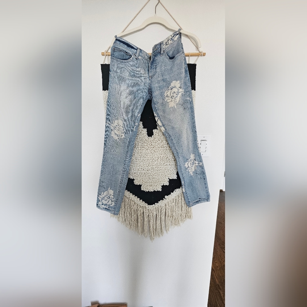 Free People floral cropped jeans